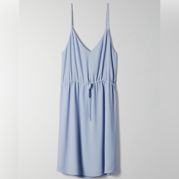 Babaton Aritzia Casimir Sleeveless V-Neck Cami Dress Pastel Light Blue Med - Picture 1 of 4